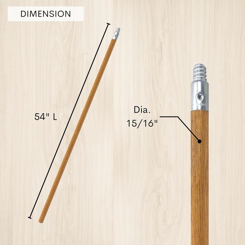 ILOT Commercial Products 54-inch Replacement Wood Broom Handle with Threaded Metal Tip and Lacquered for Floor Cleaning Sweeping in Home and Office (Pack of 2) - Image 2